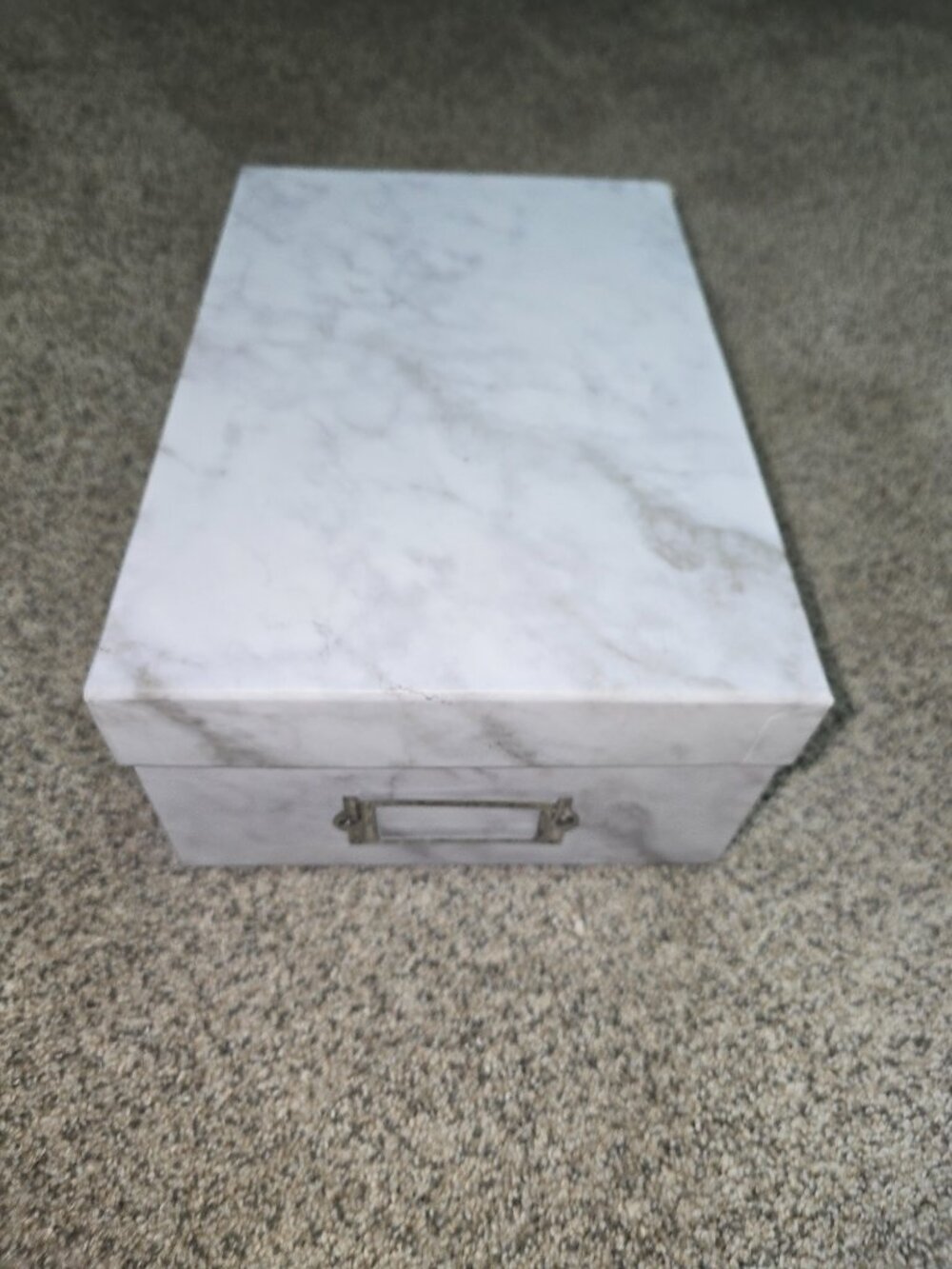 HOM Essence Marble Look Storage Box With Lid Metal Label Holder Rectangular